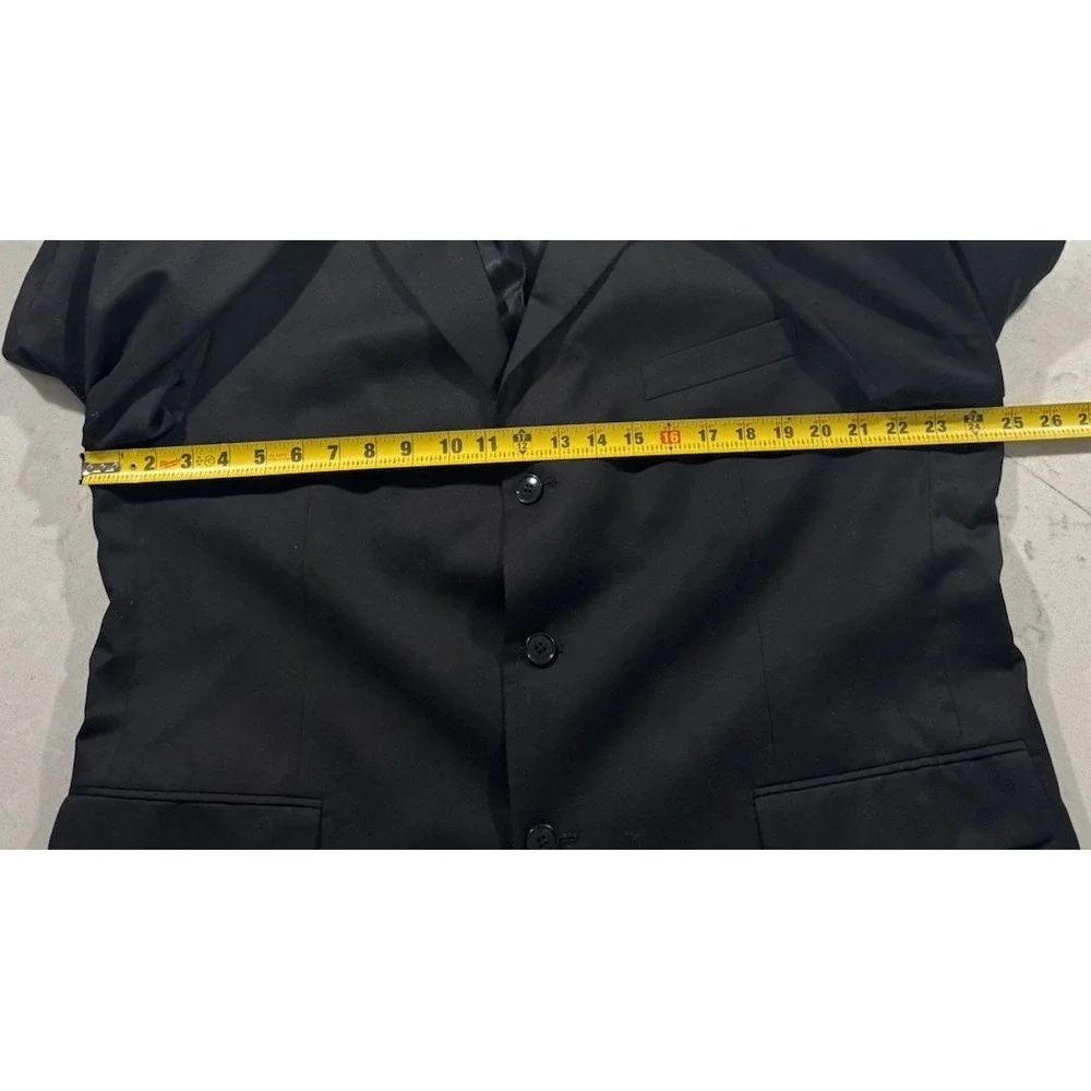 Jones New York Suit Jacket Mens 46 Short Black 100% Wool 3 Button Blazer Coat